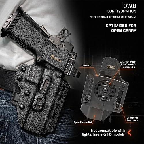 Miniatura 45 de GRITR Omni IWB/OWB Kydex - Funda modular para Sig, Glock, Springfield, Walther, S&W, Canik y más, accesorio ambidiestro para pistola EDC con corte