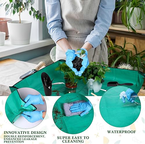 Miniatura 2 de Tapete de trasplante extra grande de 47 x 47 pulgadas para trasplante de plantas de interior, bandeja impermeable para macetas, paquete de 16