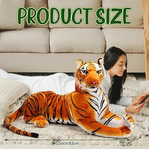 Miniatura 9 de Syhood Tigre grande de peluche de tigre gigante de 27 pulgadas, adecuado para regalos de cumpleaños