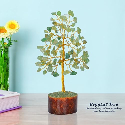Miniatura 5 de YATHABI Árbol de chakra de jade verde, piedra preciosa natural de cristal curativo Feng Shui, árboles bonsái para decoración del hogar, prosperidad,