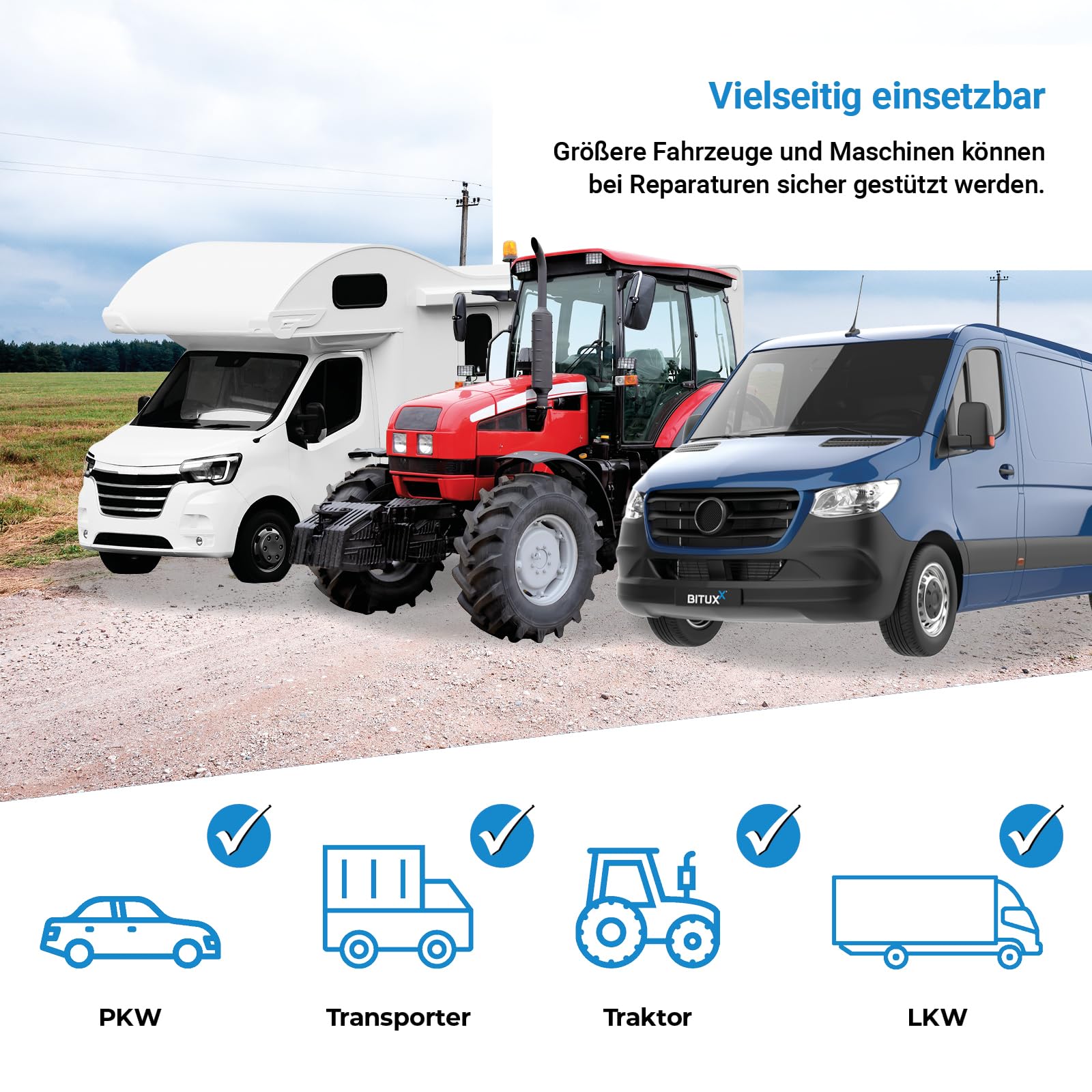 Bituxx 12T Stützbock Unterstellbock KFZ Auto Bock Aufbocken Jack Stand Stütze Auto Höhenverstellbar Blau