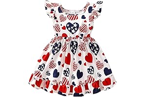 Toddler Girls Dress Casual Birthday Party Dress Summer Flutter Sleeve Sundress 1-8 Years