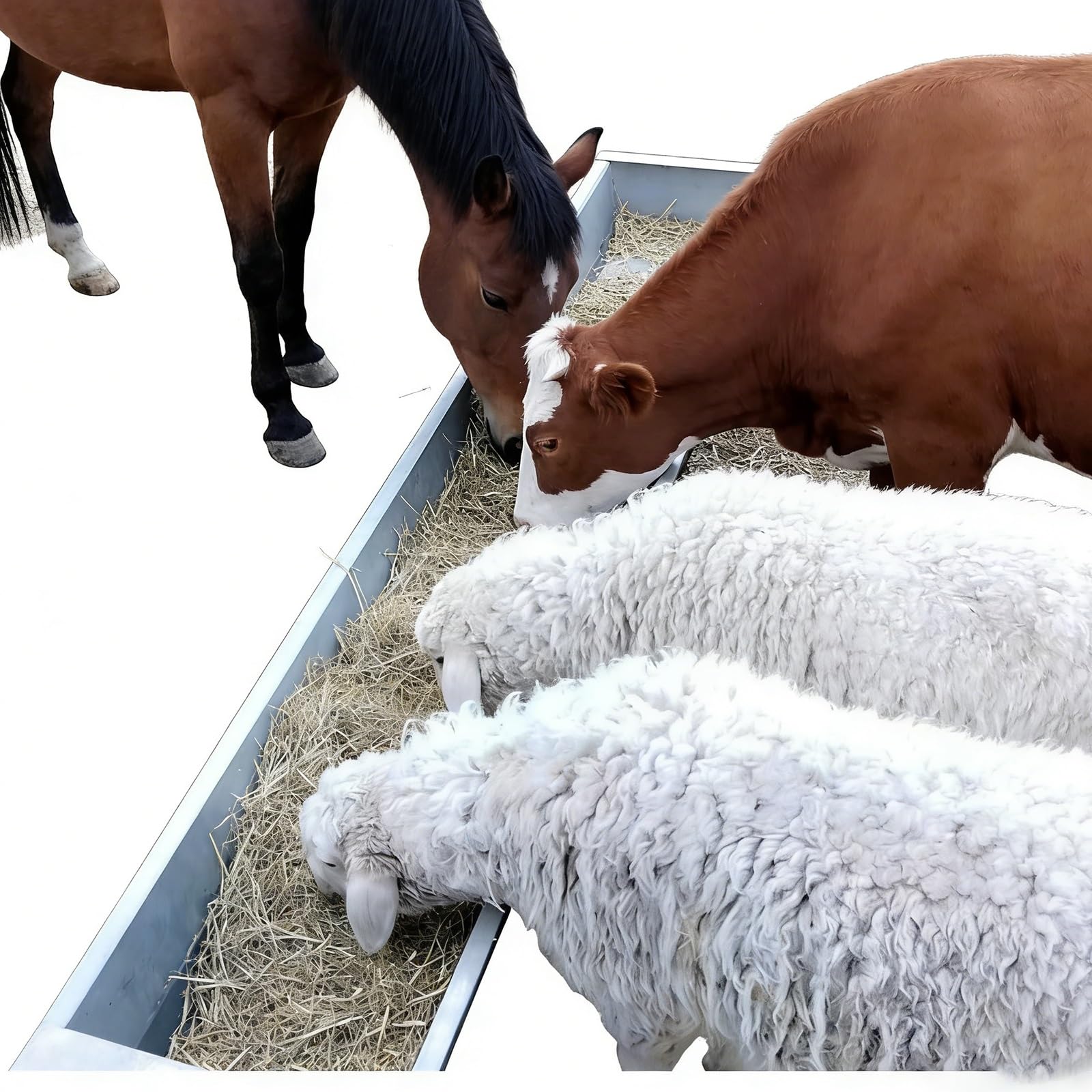 Comederos De Heno for Cabras, Ganado, Caballos, 50/100 Cm, Comedero, Carga: 32 Lb/64 LB, Bebederos De Acero Inoxidable, for Corrales/Granjas De Ovejas(50cm)