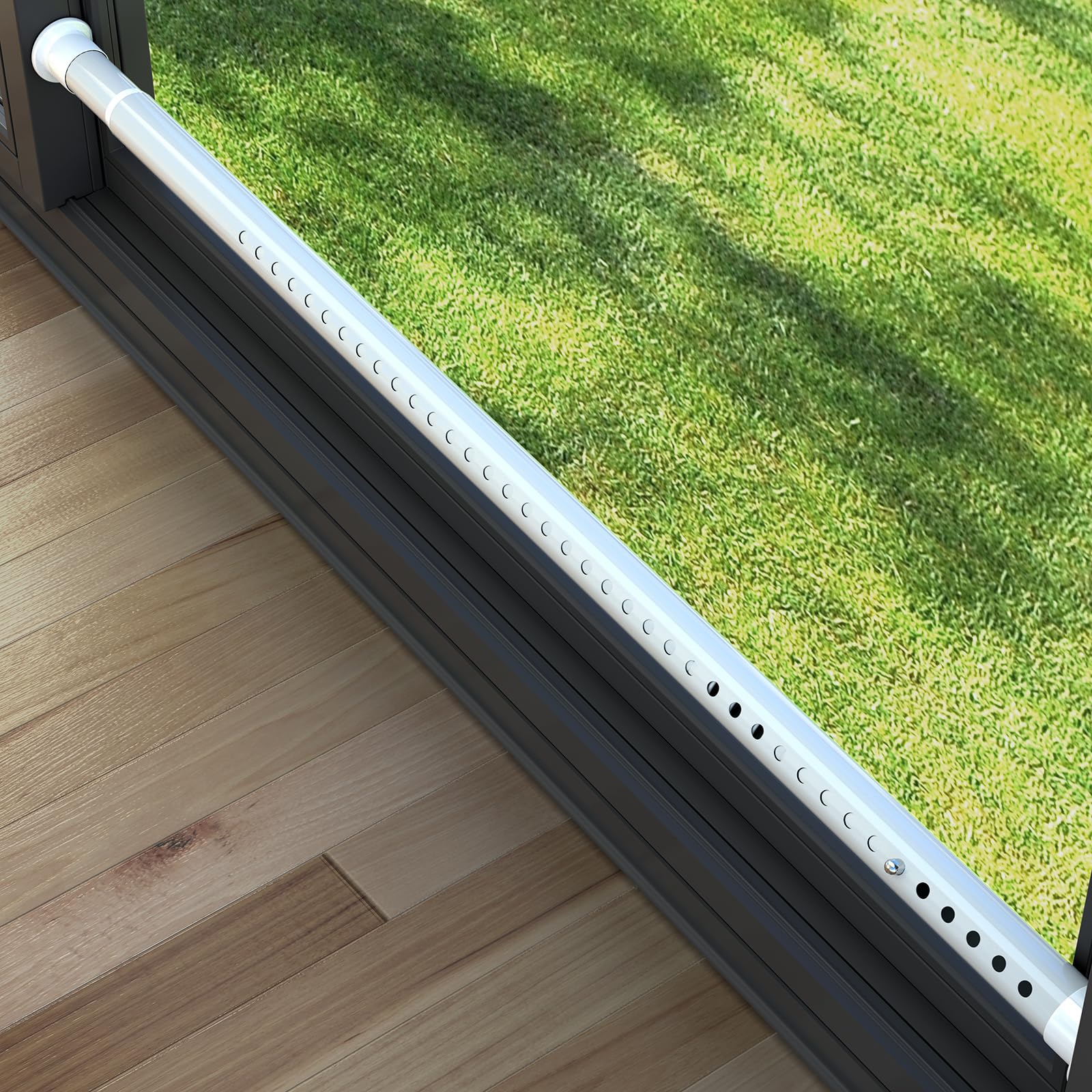 Sliding Door Security Bar, Adjustable Glass Door Security Bar, 32mm Width Window Security Bar-Extends from 27 inch to 43 inch (White)