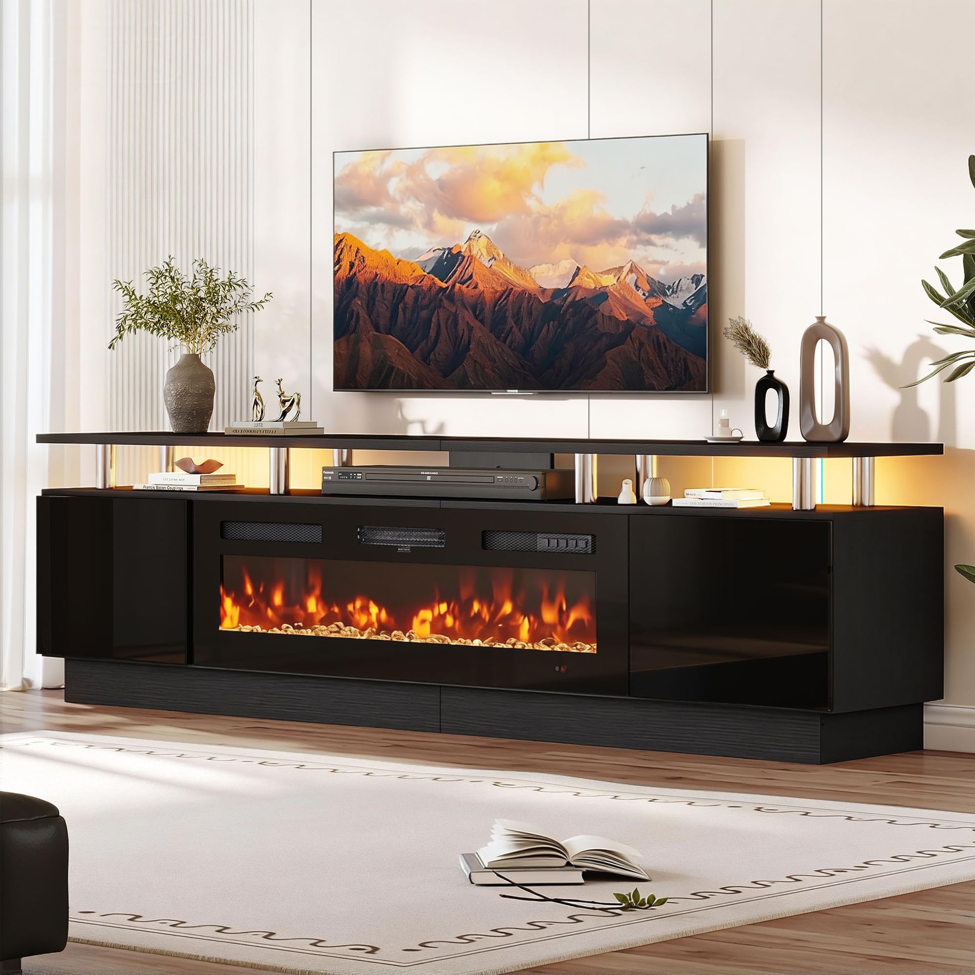 oneinmil 90'' Fireplace TV Stand with 50” Electric Fireplace