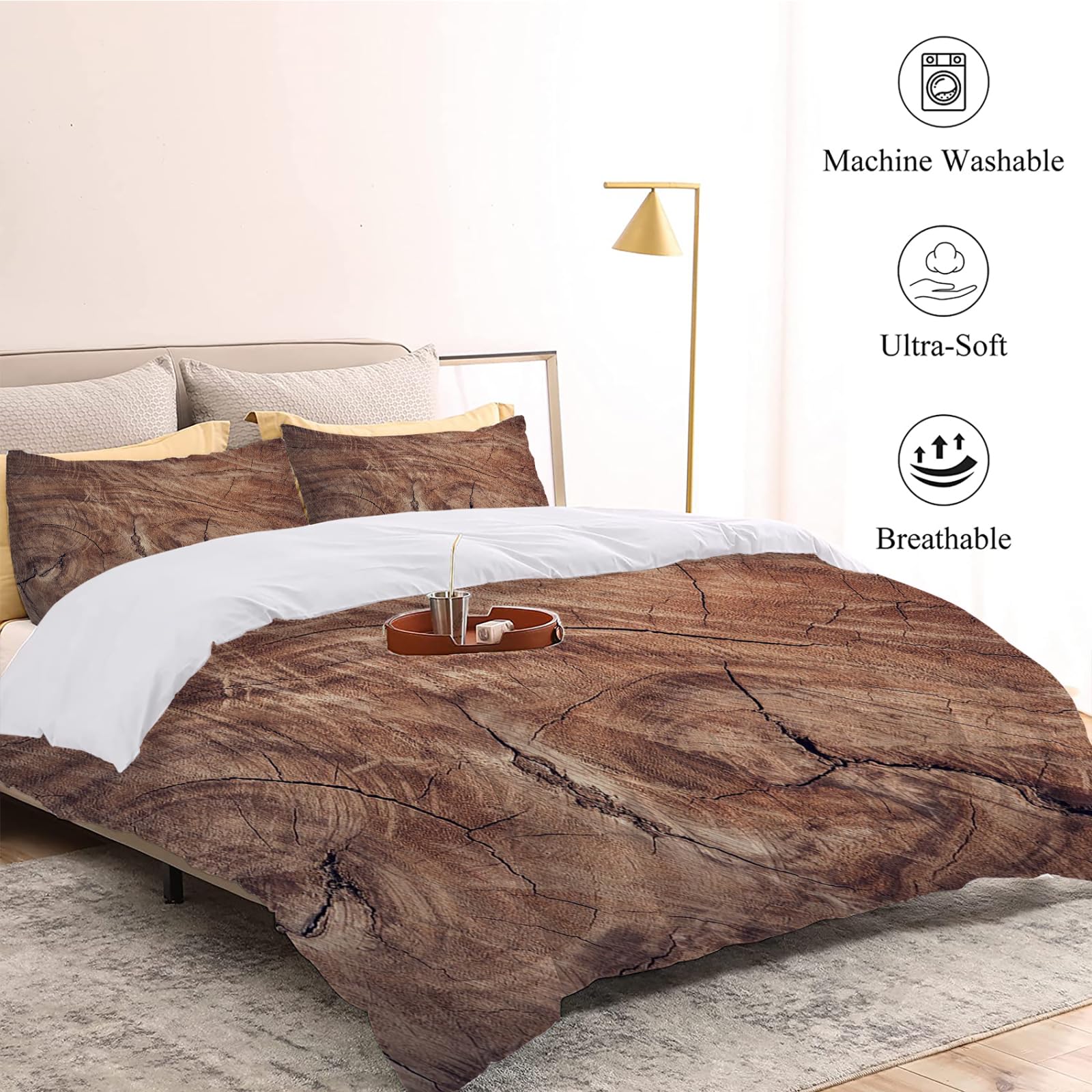 Housse De Couette Bois - Parure De Lit 2 Personnes Imprimée Paysage