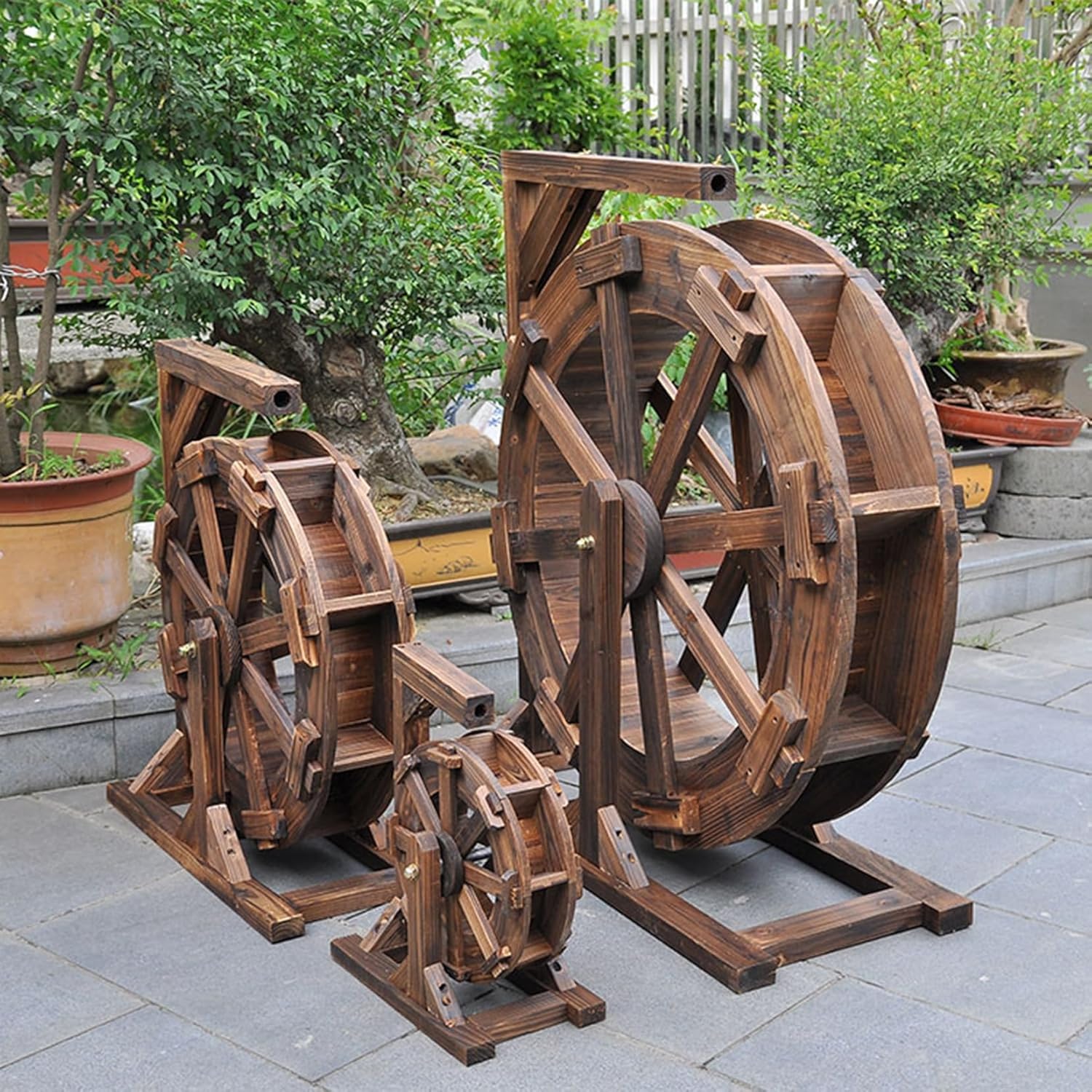 Water Wheel Fountain, Indoor Fountains & Accessories, Wooden Water Wheels For Outdoor Decor, Rustic Water Fountain Outdoor, Wheel Waterfall Wooden Wheels Fountain,Feng Shui Wheels Fountain ( Color : C