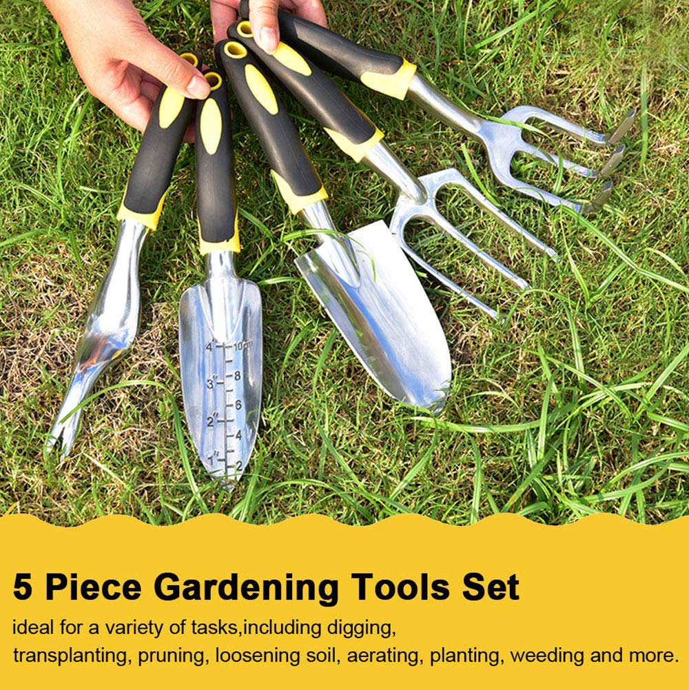 Juego de Herramientas de jardín de 5 Piezas Herramientas de jardinería, Jardín Césped Tierras de Cultivo Trasplante Jardinería Bonsai ToolSuitable para Amantes del jardín