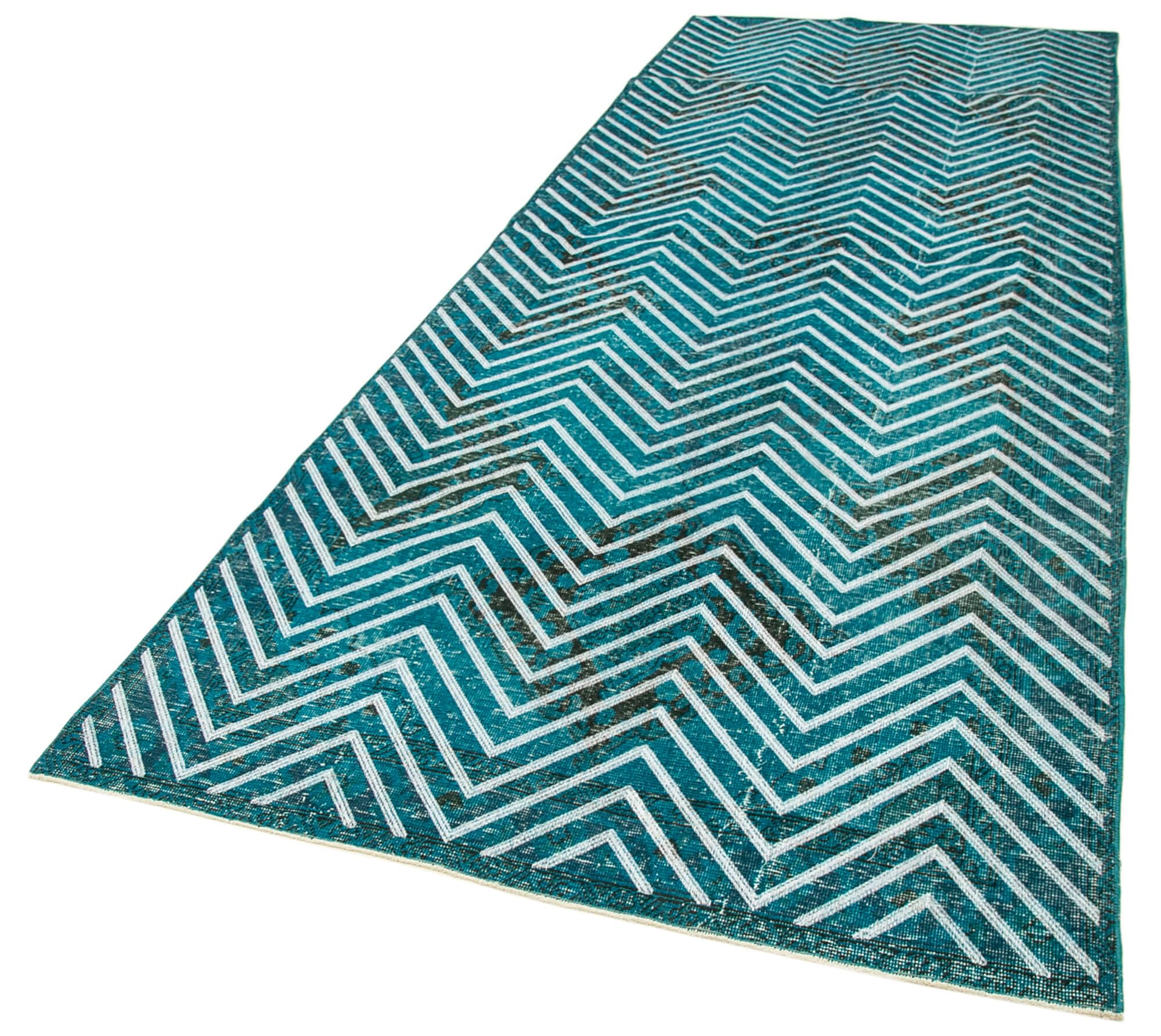 49 x 1210 - 144 x 390 Cm Geometric Carpet Turquoise Geometric Bohemian Wool Cotton Handmade Handknotted Vintage