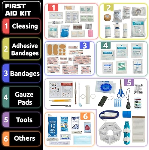 Miniatura 2 de Kit de primeros auxilios grande de 556 piezas, bolsa de primeros auxilios médicos de supervivencia, compartimentos etiquetados, esencial para el