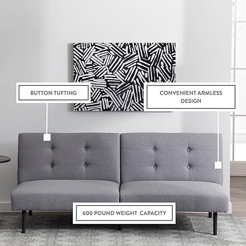 Miniatura 3 de Edenbrook Gilman Futon - Sofá cama futón - Futón - Futón pequeño - Muebles de sala de estar - Sofá cama sin brazos - Sofá - Futón de lino gris