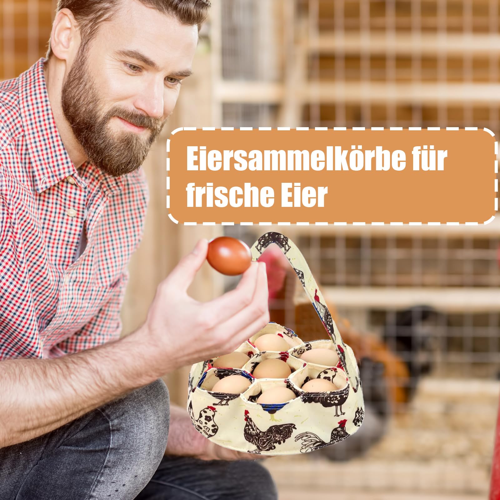 1 sztuka 20 cm kosz do zbierania jajek z 7 workami, torba do przechowywania jaj kurzych z uchwytem, kosz do zbierania jajek, gospodarstwo rolne, kosz na kurnik, kury, kaczki, gęsi, jaja