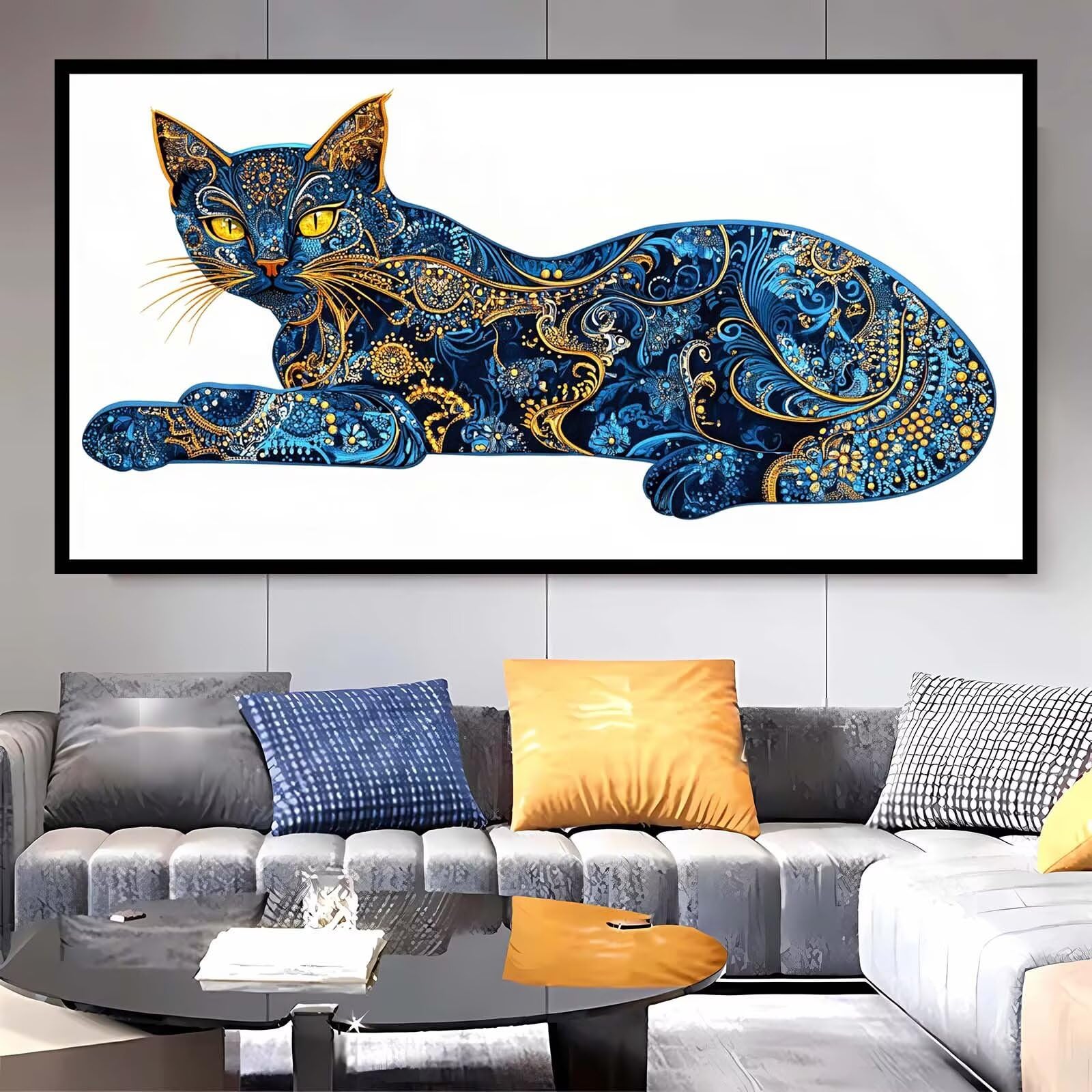 Pintar por Numeros Abstracto 100x200 cm Grande Pintar con Numeros Adultos Gato DIY Cuadros para Paint by Numbers Kit Lienzos Acrílico Pinceles Decor Hogar, Regalos Originales para Hombre/Mujer-KL669