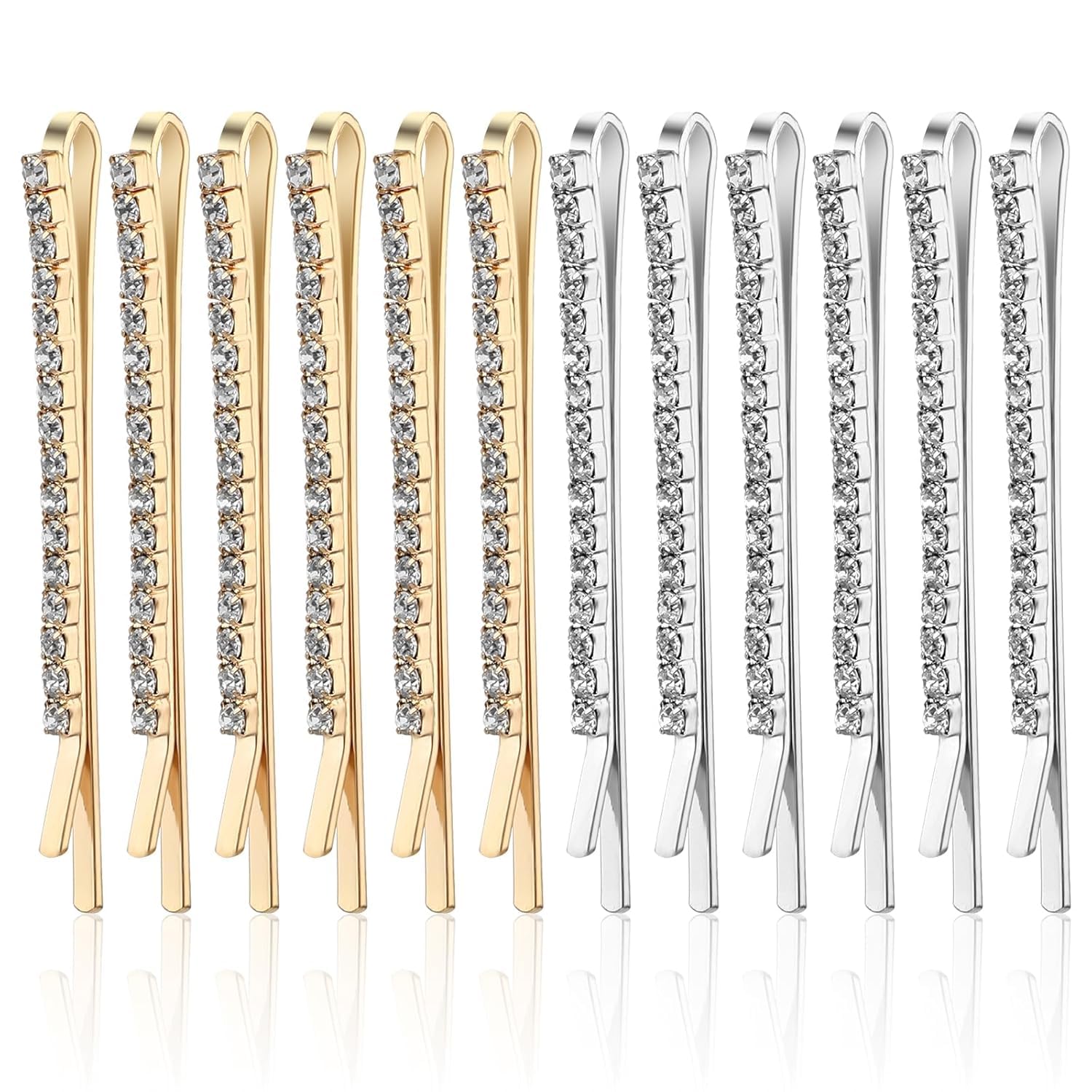 VORSET 10(5 silver 5 gold) Pieces Rhinestone Bobby Pins for Hair | Sparkly Hair Clips for Women & Girls | Crystal Hair Accessories for Party & Wedding.-image-22