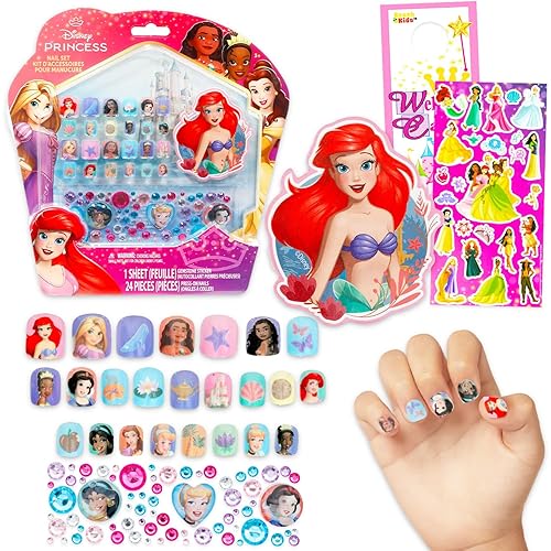 Princess Press-On Nails Manicure Set for Kids - Bundle with