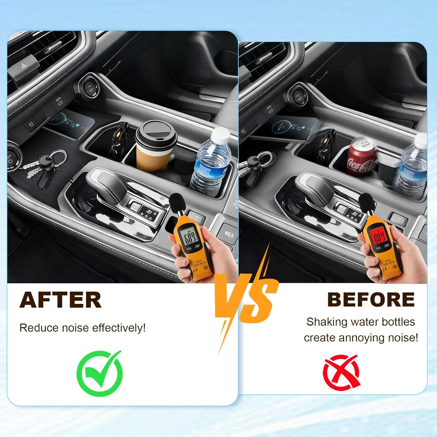 TPE Anti-Slip Cup Holder Insert & Silicone Wireless Charging Non-Slip Mat 2pcs for 2024 2025 2026 Toyota Grand Highlander Accessories Anti-Drop & Anti-Rattle for Grand Highlander Hybrid Black