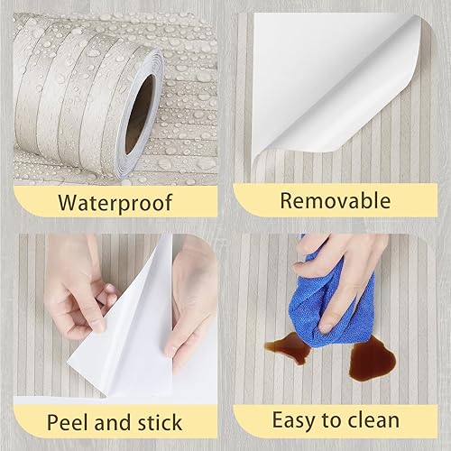 Miniatura 6 de Papel tapiz autoadhesivo con listones de madera gris, papel de contacto para encimeras, papel tapiz para despegar y pegar, para dormitorio, sala de