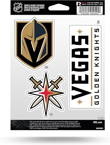 Rico Industries NHL Hockey Vegas Golden Knights Triple Sticker Sheet