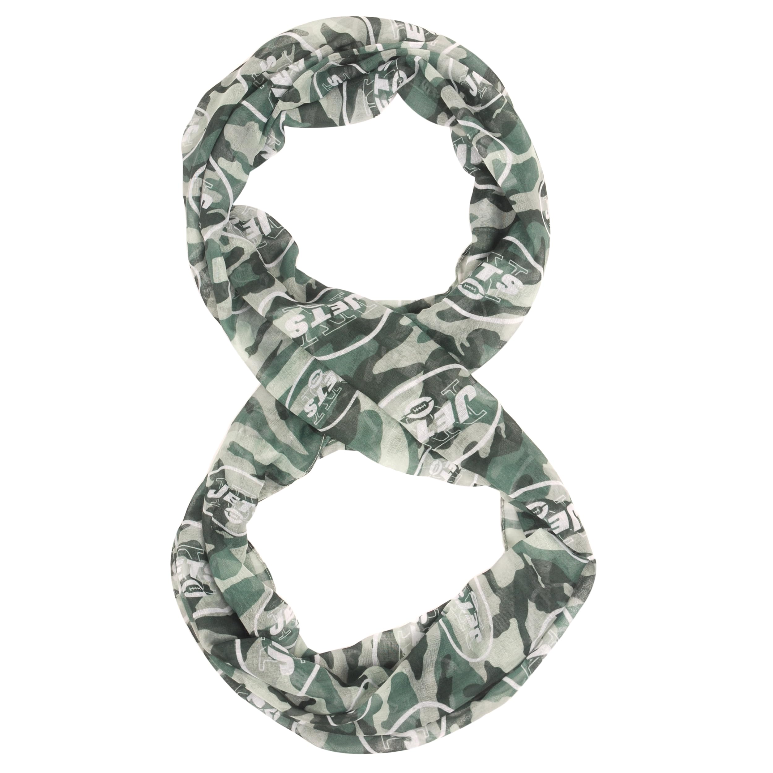 Foco Women's New York Jets, Camo New York Jets Camouflage Infinity Scarf - Nfl Camo Lightweight Sheer Scarf