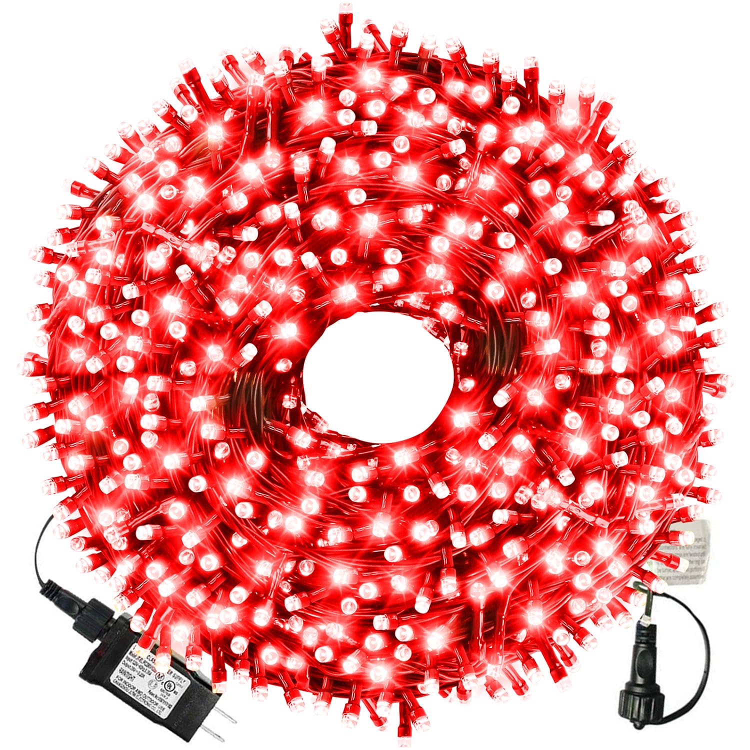 XTF2015 105ft 300 LED Christmas String Lights, End to End Plug 8 Modes Christmas Lights - UL Certified - Outdoor Indoor Fairy Light Christmas Tree, Patio, Garden, Party, Wedding, Holiday (Red)