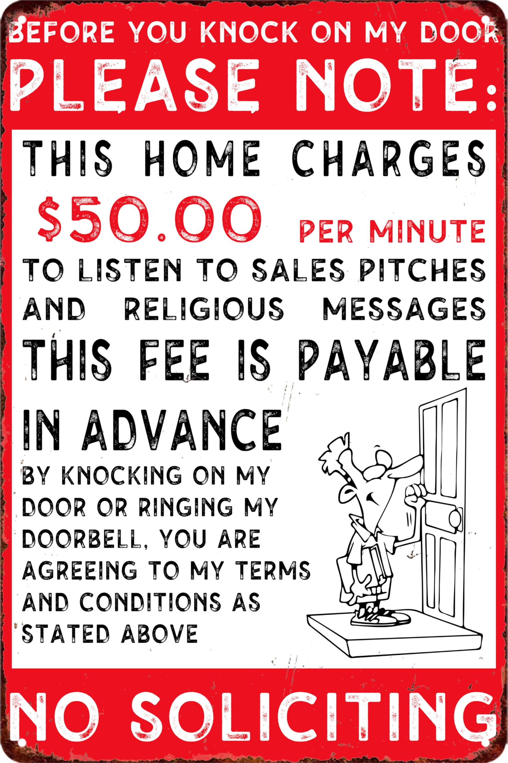 Panneau Amusant « No Soliciting » Pour Maison « No Knocking Or Ringing