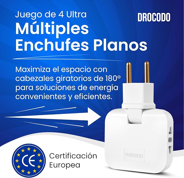 The DROCODO Flat Plug pack features a 1.5 cm ultra-slim profile and 180° rotating outlets, designed to optimize space behind furniture.