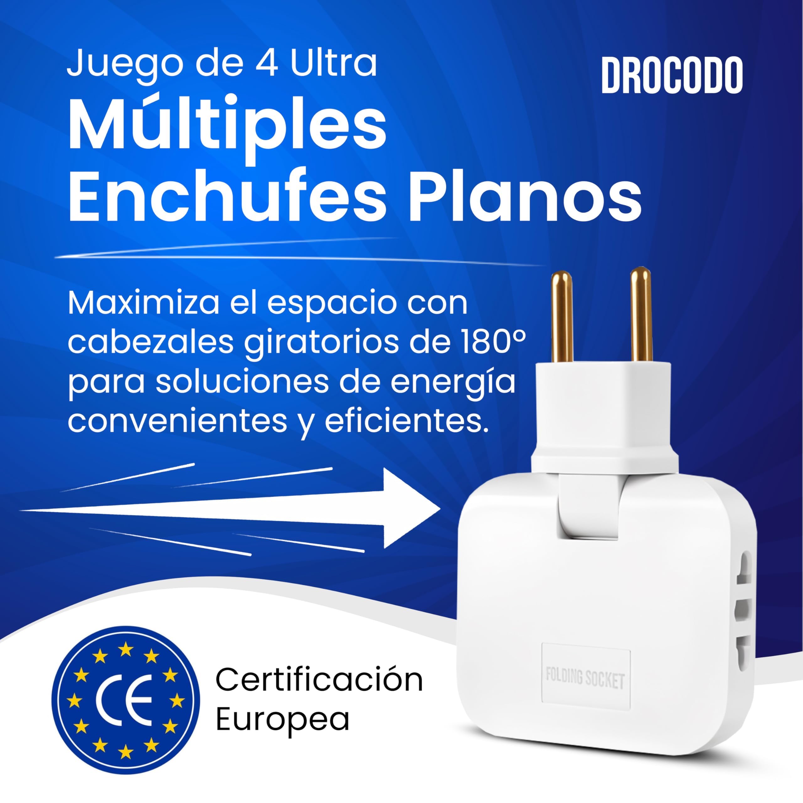 The DROCODO Flat Plug pack features a 1.5 cm ultra-slim profile and 180° rotating outlets, designed to optimize space behind furniture.
