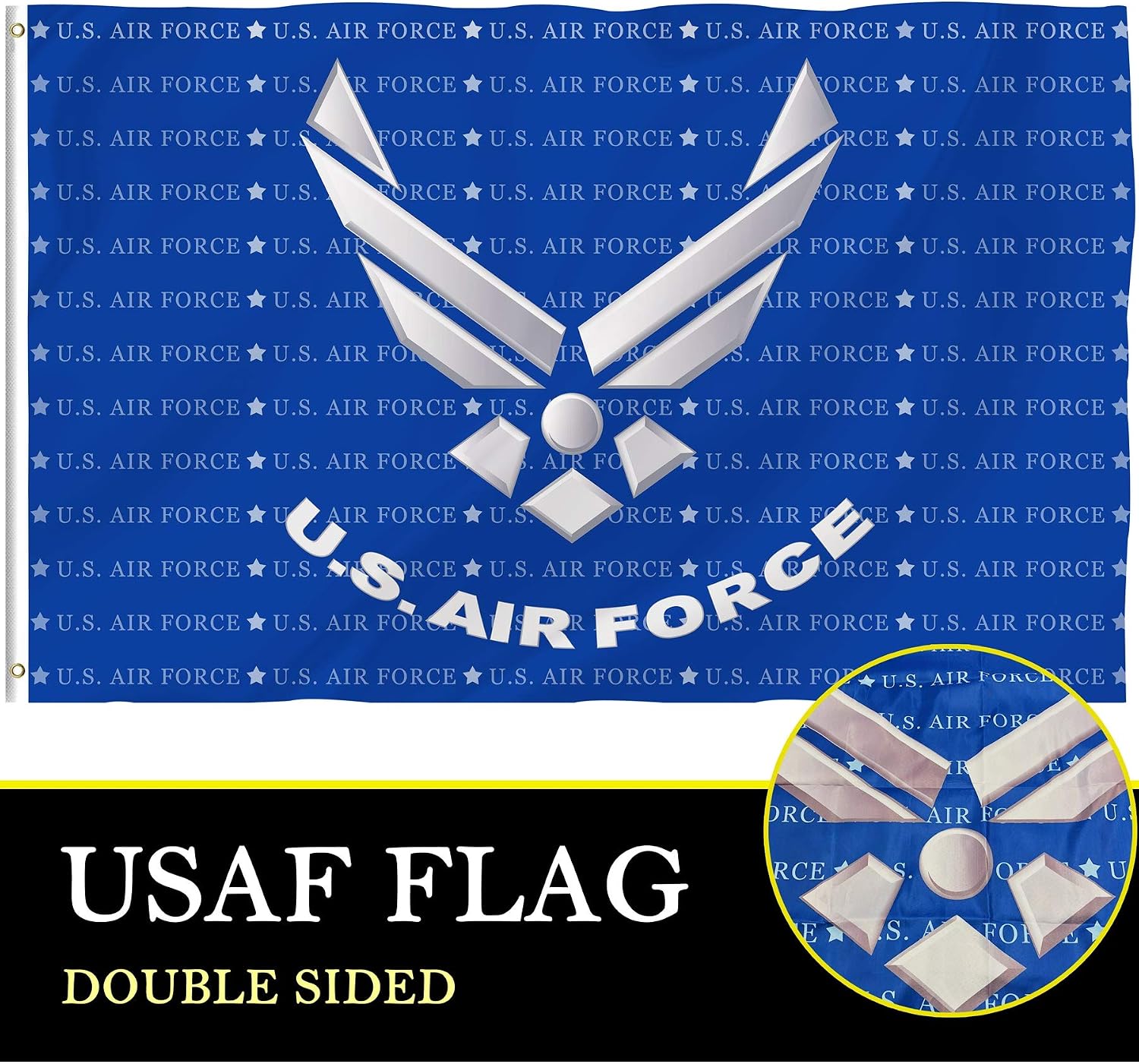 Bonsai Tree US Air Force Flag 4x6 Ft, Double Sided and Double Stitched Polyester USAF Army Flags with Brass Grommets, American Military Home Outdoor Banners Decorations Gifts