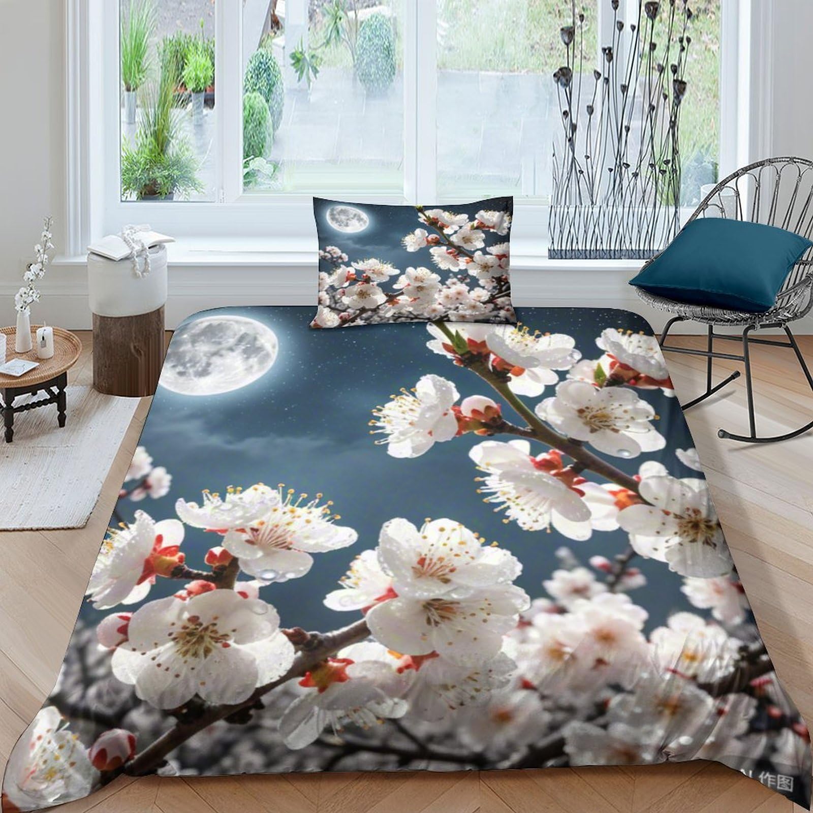 Housse de couette 135x200 avec fermeture éclair cachée microfibre 3D