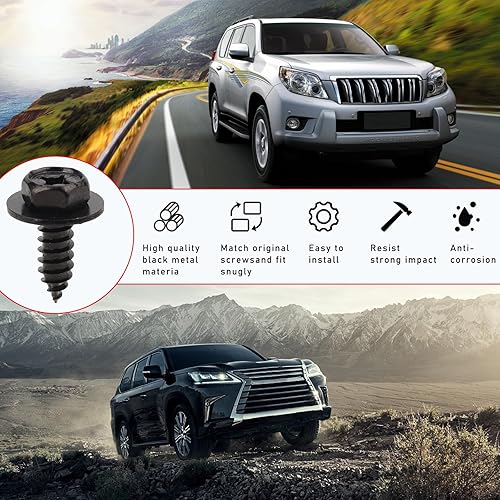 Miniatura 4 de Dickno 10 tornillos para guardabarros de automóvil, pernos de tornillo para parachoques automotrices 90159-60498 compatibles con Tacoma, Tundra,