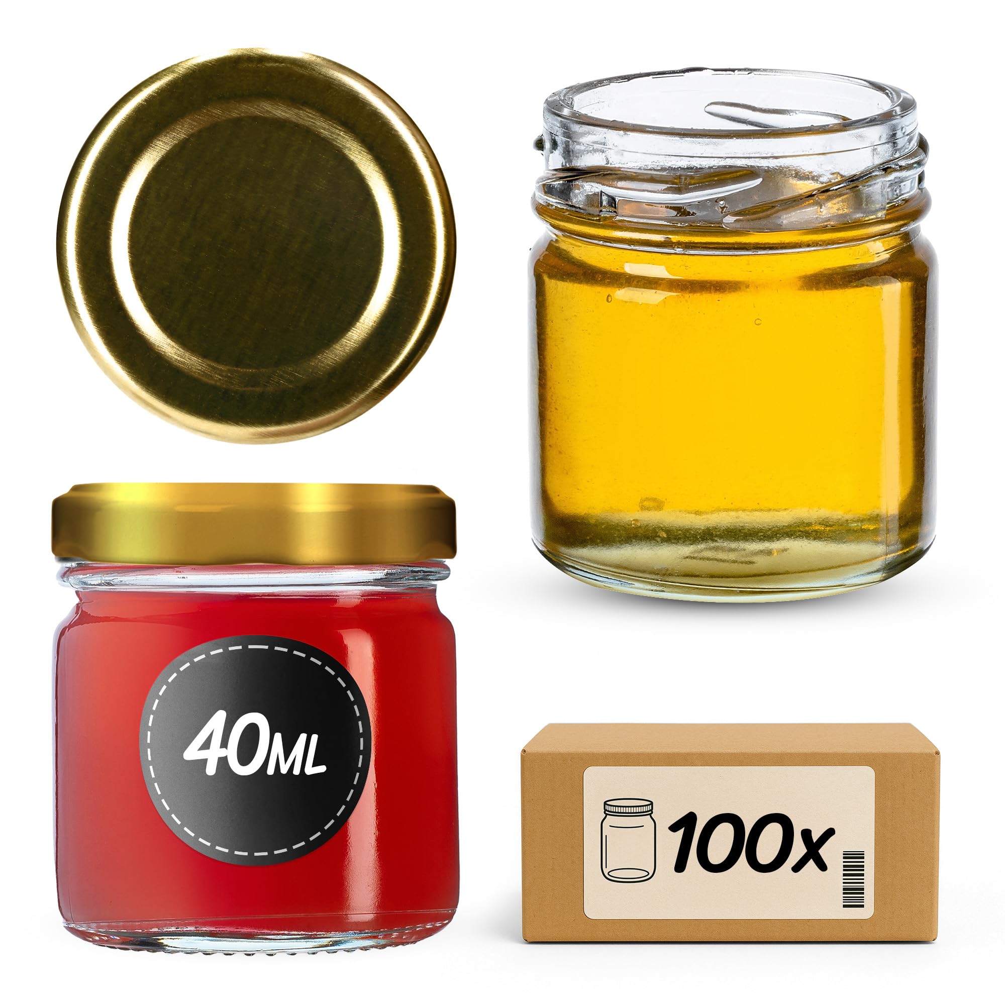 Mini bocaux en verre 40ml TO43 pot à miel vide petit bocal épices couvercle hermétique KADAX x100