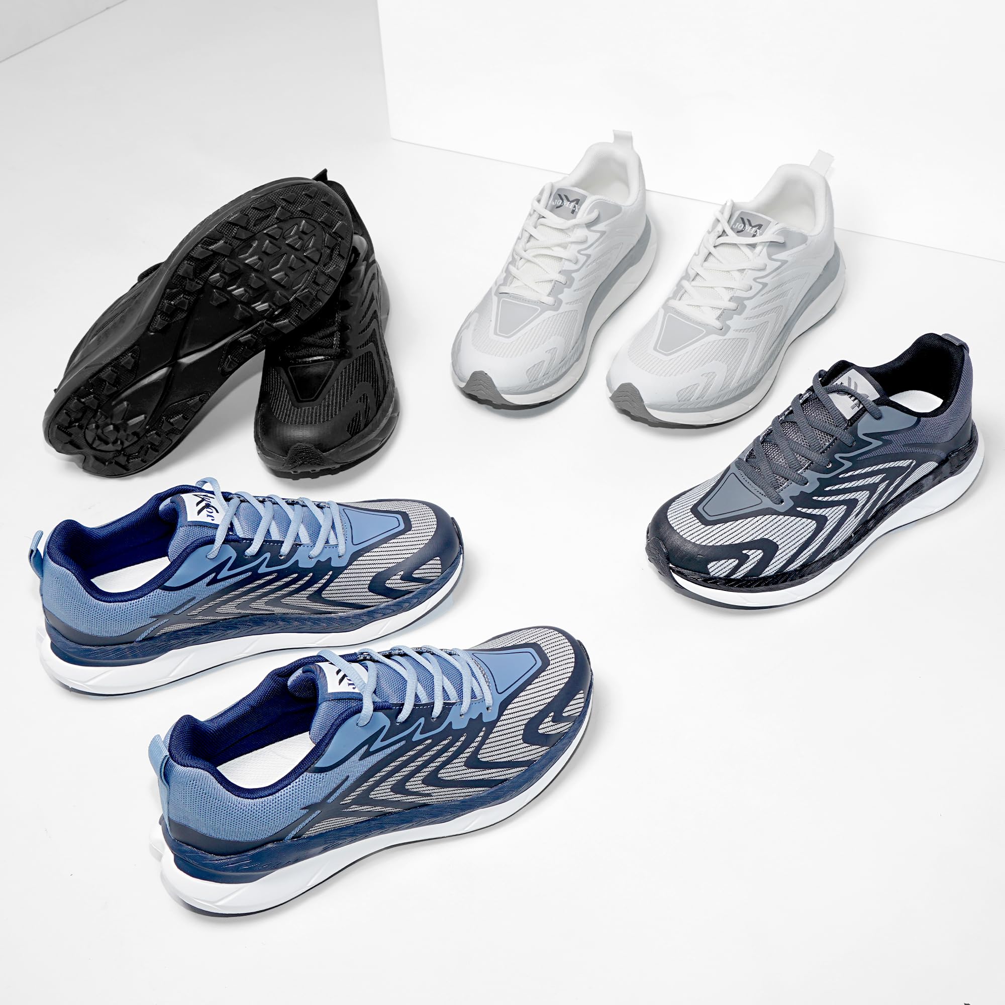 JOMIX Scarpe Uomo con Lacci Sneakers Respirabili Suola Antiscivolo Scarpe da Corsa con Tomaia a Onde Leggere per Palestra Camminata MOS260001
