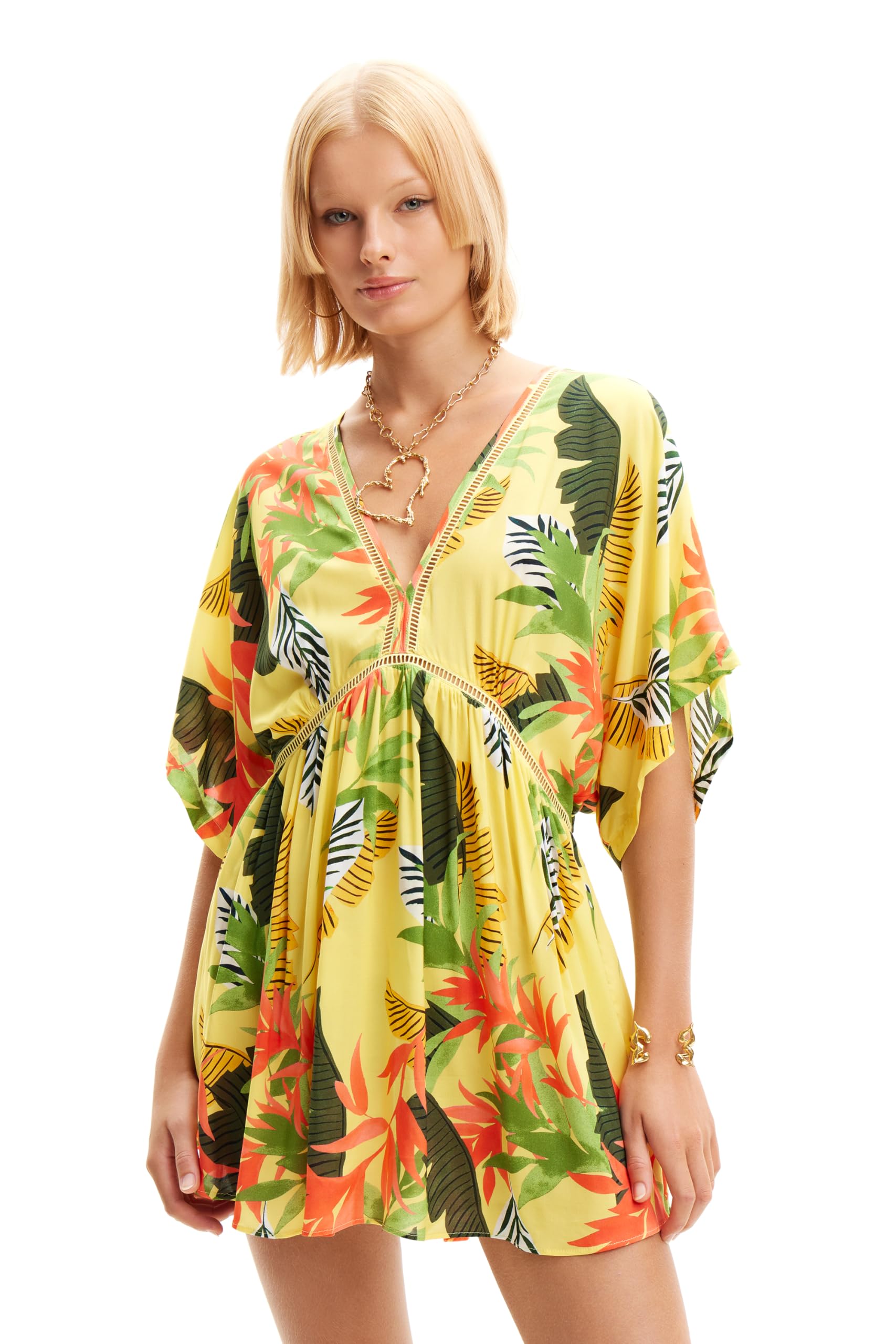 Desigual Women's Swim_top Tropical Bikini, Yellow, XL