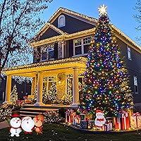 Vista 2 de JMEXSUSS Guirnalda de 600 luces LED que cambian de color enchufable, luces de Navidad blancas cálidas y multicolor de 168 pies con control remoto