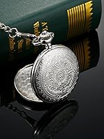 Vista 5 de Reloj de bolsillo de cuarzo para hombre con esfera negra y cadena