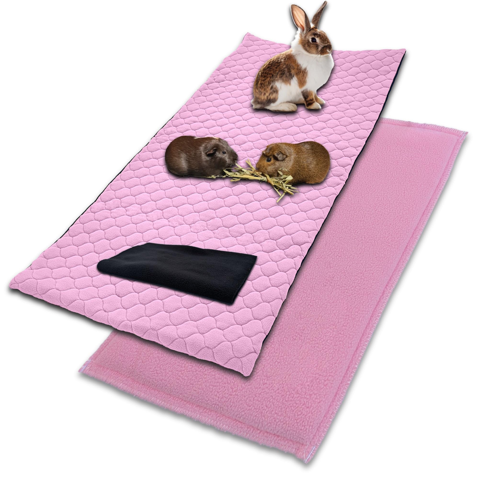 NEO SOLVO - Alfombra de cama polar para conejillos de indias y conejos, 70 x 140 cm, manta polar rosa, absorbente e impermeable, jaula y recinto