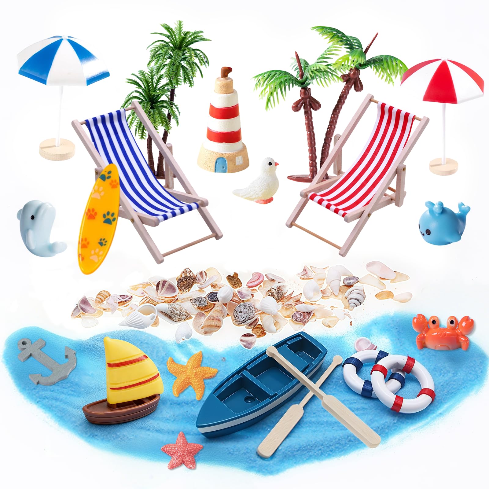 Lot de 21 décorations miniatures de plage