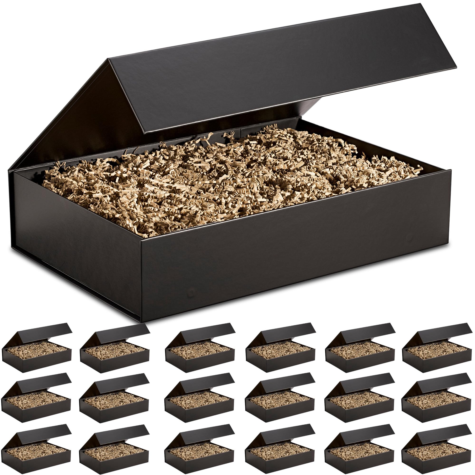 25x XXL Premium Magnetbox mit Deckel 50 x 35 x 10cm matt-schwarz, faltbar | Geschenkbox mit Magnet-Verschluss für Weihnachten, Geburtstag, Hochzeit Geschenk-Karton Präsentbox leer
