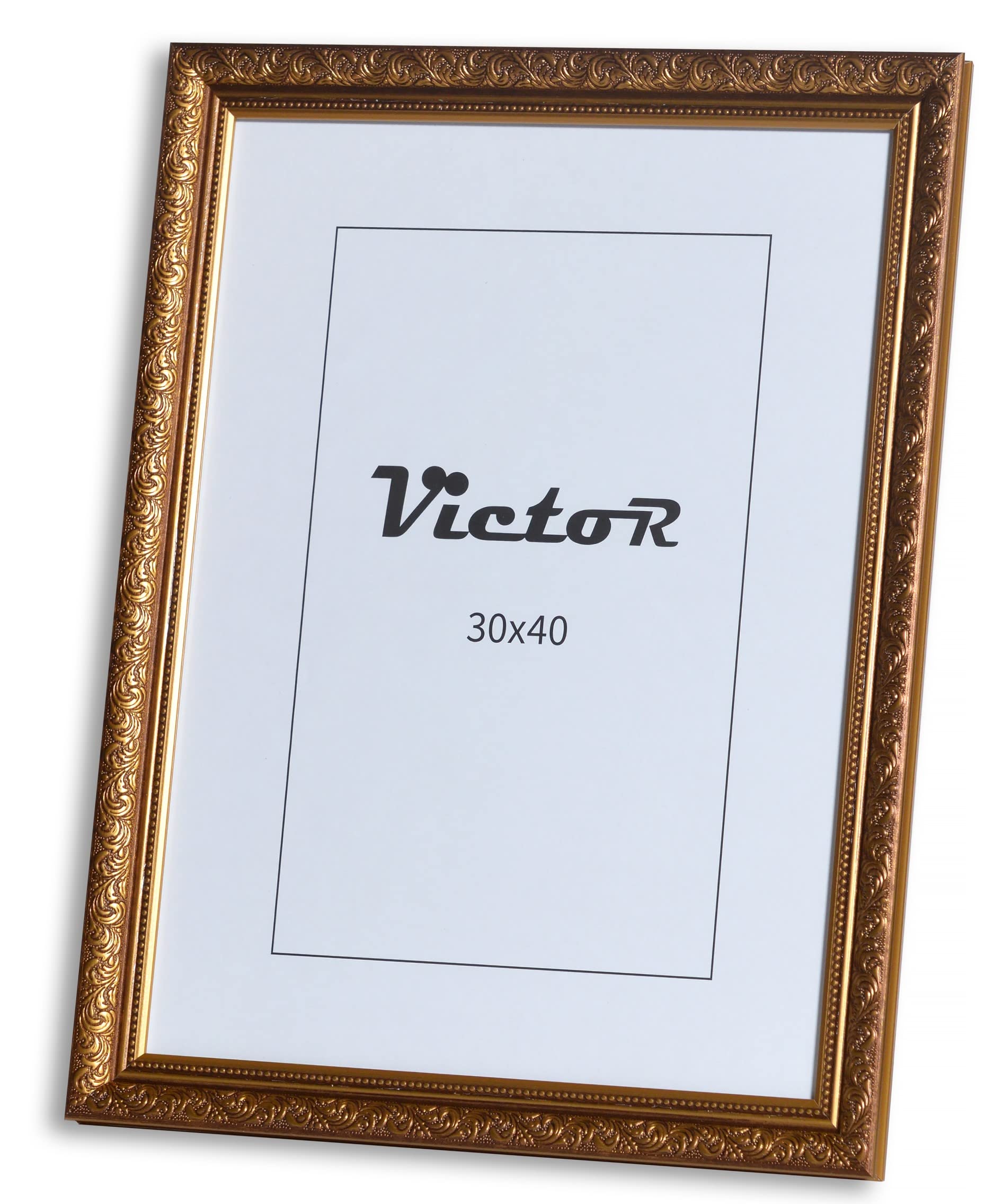 Victor cornice portafoto “Rubens” marrone oro 30x40 cm – profilo: 30 x 20 mm – stile barocco antico – vetro vero – decorazione per la casa