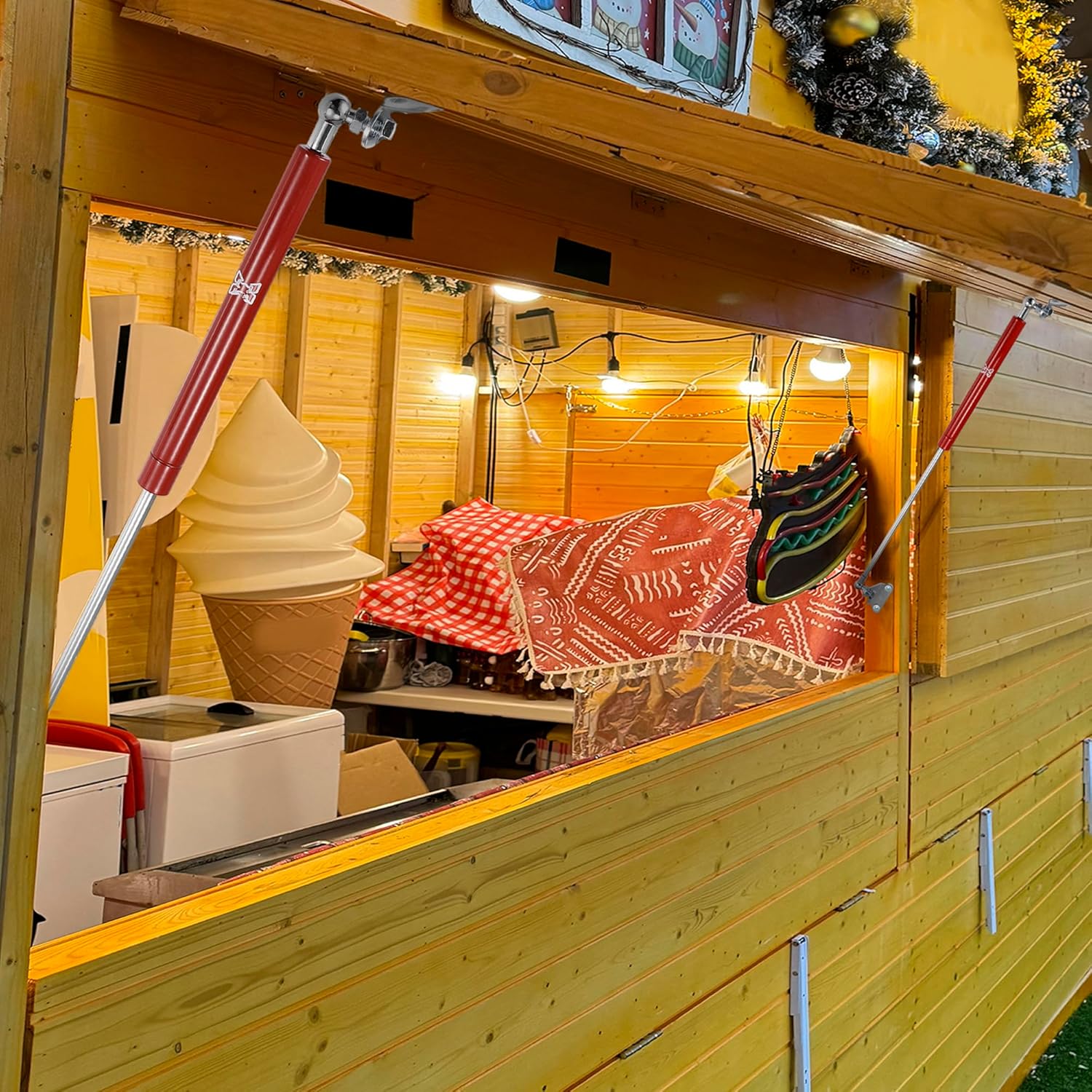 X AUTOHAUX 2 Pcs 30inch 100lb/445N Red Lift Supports Struts Shocks Gas Spring with Wrench Universal for RV Car Truck Boat