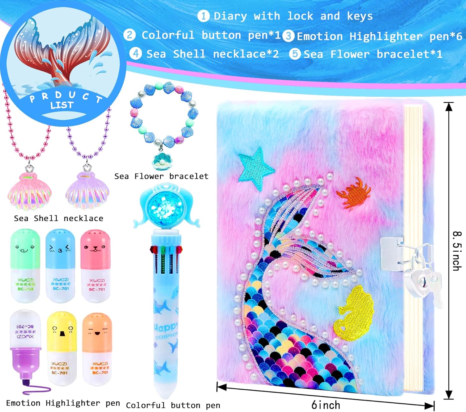 Fluffy Diary with Lock for girls 6-12,Fluffy Diary for Girls with Lock Set, Princess Diaries Secret Notebook journals for girls, Birthday Christmas gifts for daughter granddaughter niece. - Image 3