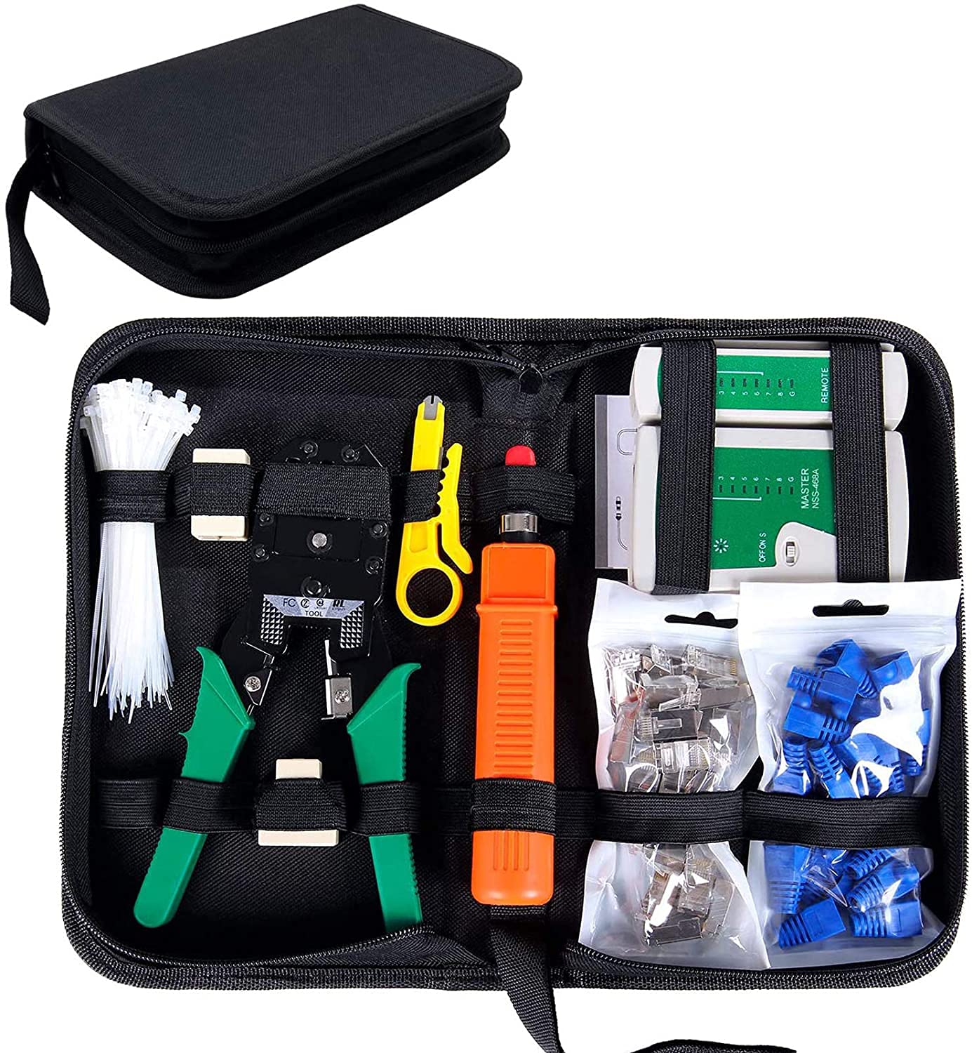 Network Tool Kits Professional Net Computer Maintenance LAN Cable Tester Repair Tools 8P8C 4P4C 6P6C Connectors RJ45 RJ11 Cat5 Cat6 Cable Tester Screwdriver Network Cable Crimper