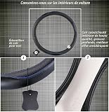 Flaconi Lenkradbezug aus Leder, Autozubehör Innenraum, Lenkradhülle und Lenkradschutz in Universalgröße 37-39 cm für die meisten Automodelle geeignet (Schwarz & Blau) - 6