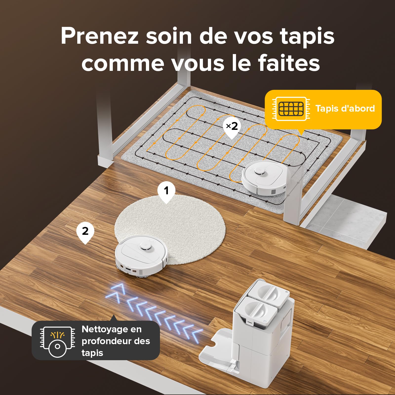 Roborock Qrevo S Aspirateur Robot Laveur, 7000Pa HyperForce, Double Serpillière Rotative 200 TR/Min, Relevable 10mm, Station Multifonctionnelle, 3D Cartographie, Reactive Tech (Reconditionné)