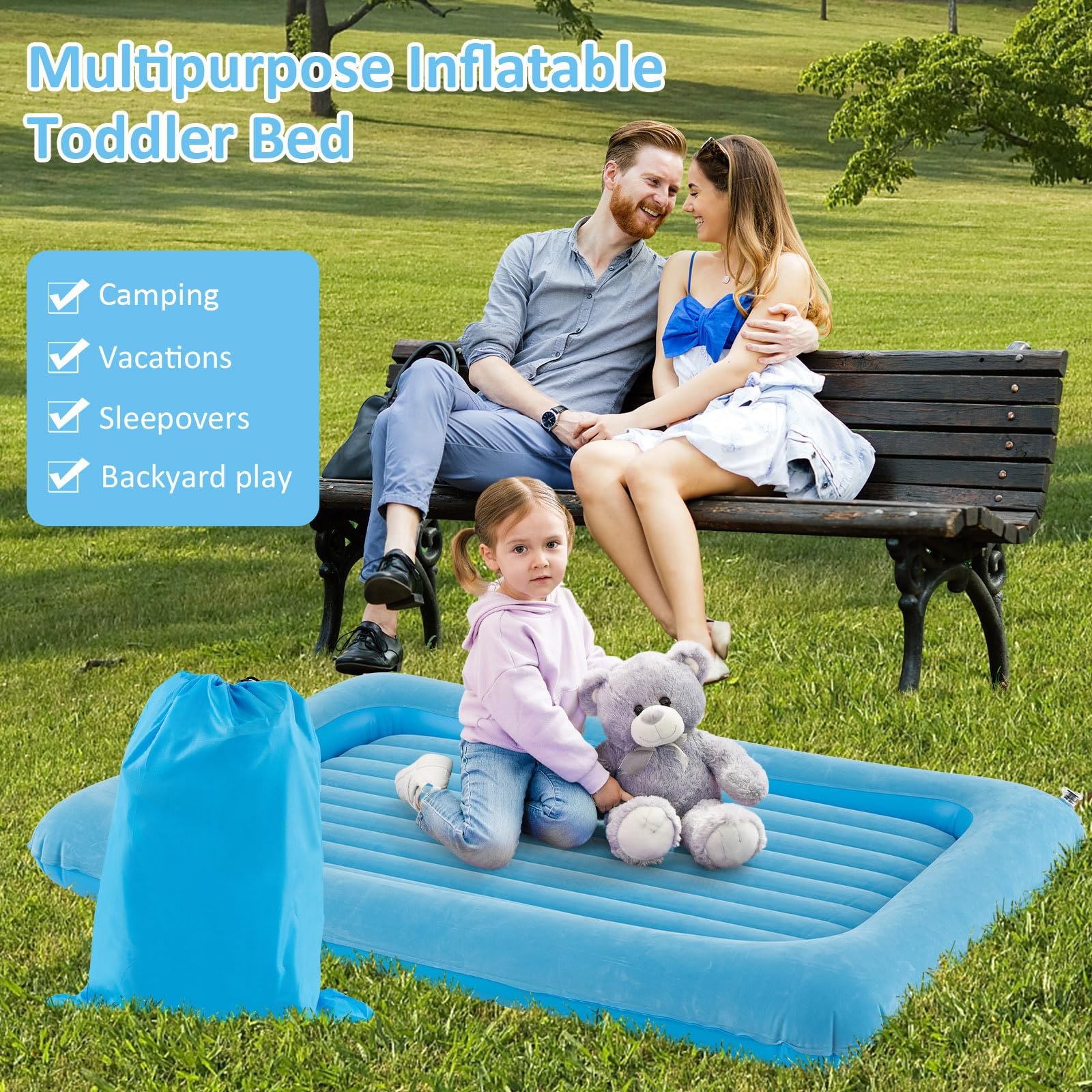 GIANTEX Kinderbett aufblasbar, Kinder Reisebett 2 in 1 mit Matratze, Luftmatratze mit Elektropumpe, 150 kg Belastbar