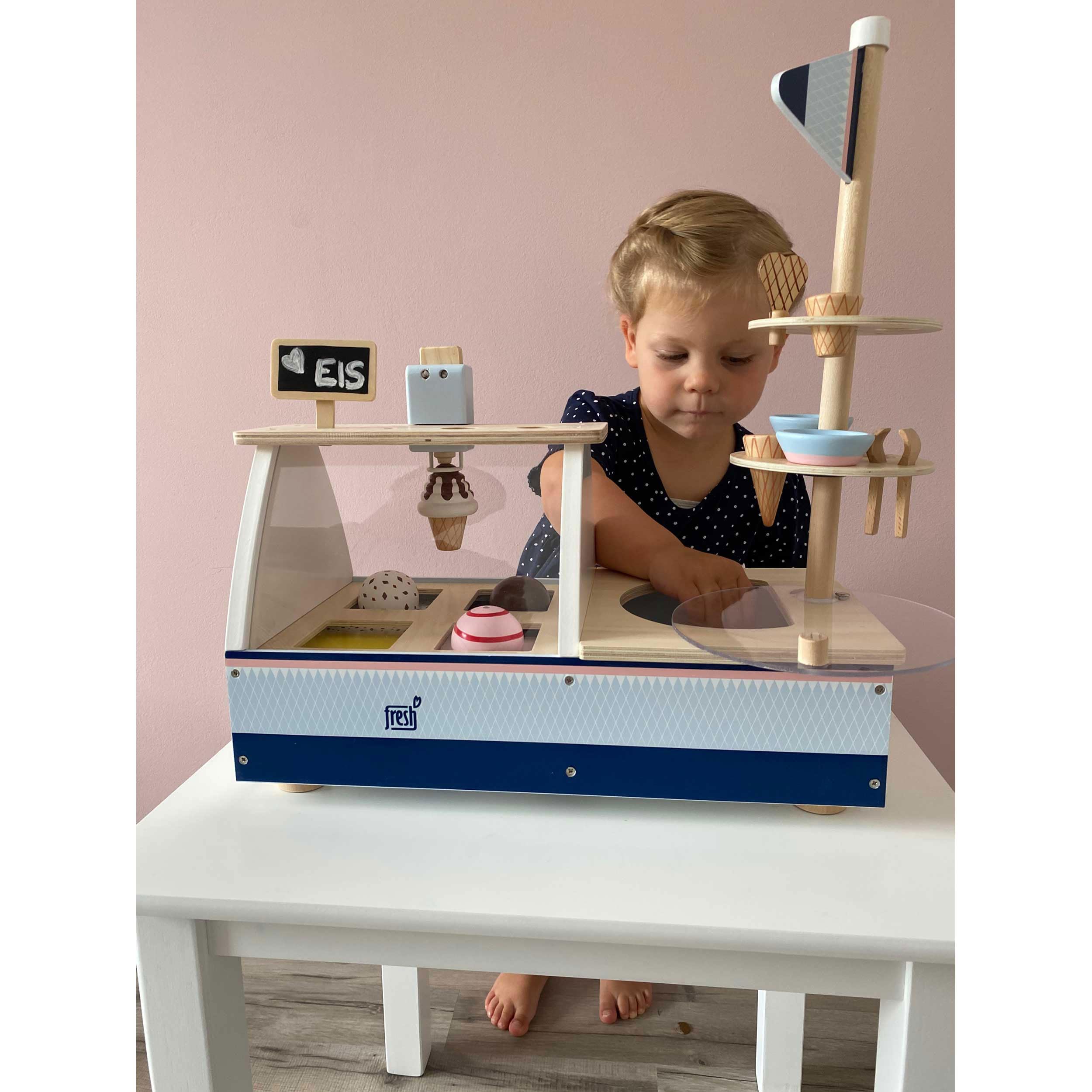 small foot Eistheke "fresh" aus Holz, Zubehör für Kinderküche und Kaufmannsladen, ab 3 Jahren, 11815
