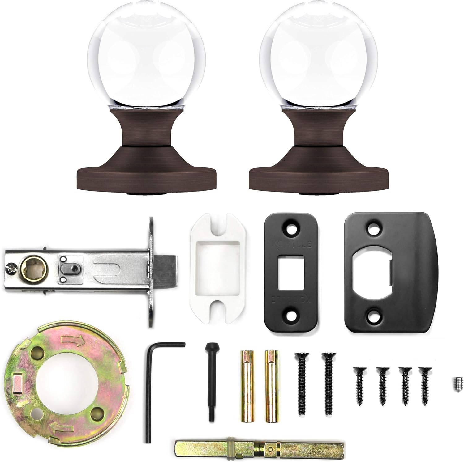 Privacy Round Ball Crystal Door Knobs Venetian Bronze Round Rosette