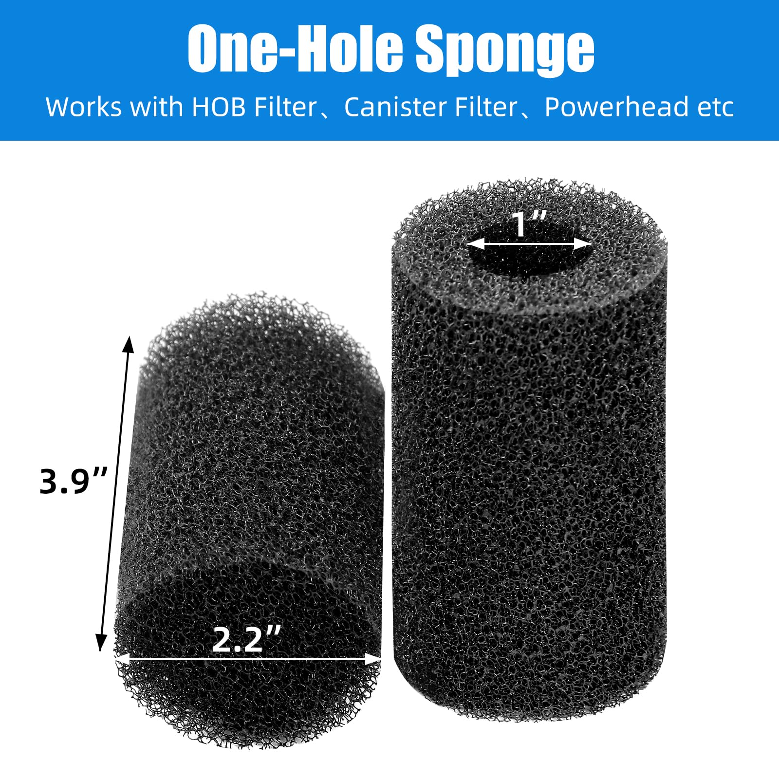 AQUANEAT Paquete de 12 esponjas de prefiltro para acuario, camarones, freír, filtro de tanque de peces, cubierta de espuma de repuesto (2.2 pulgadas de profundidad x 3.9 pulgadas de alto, 1 pulgada)