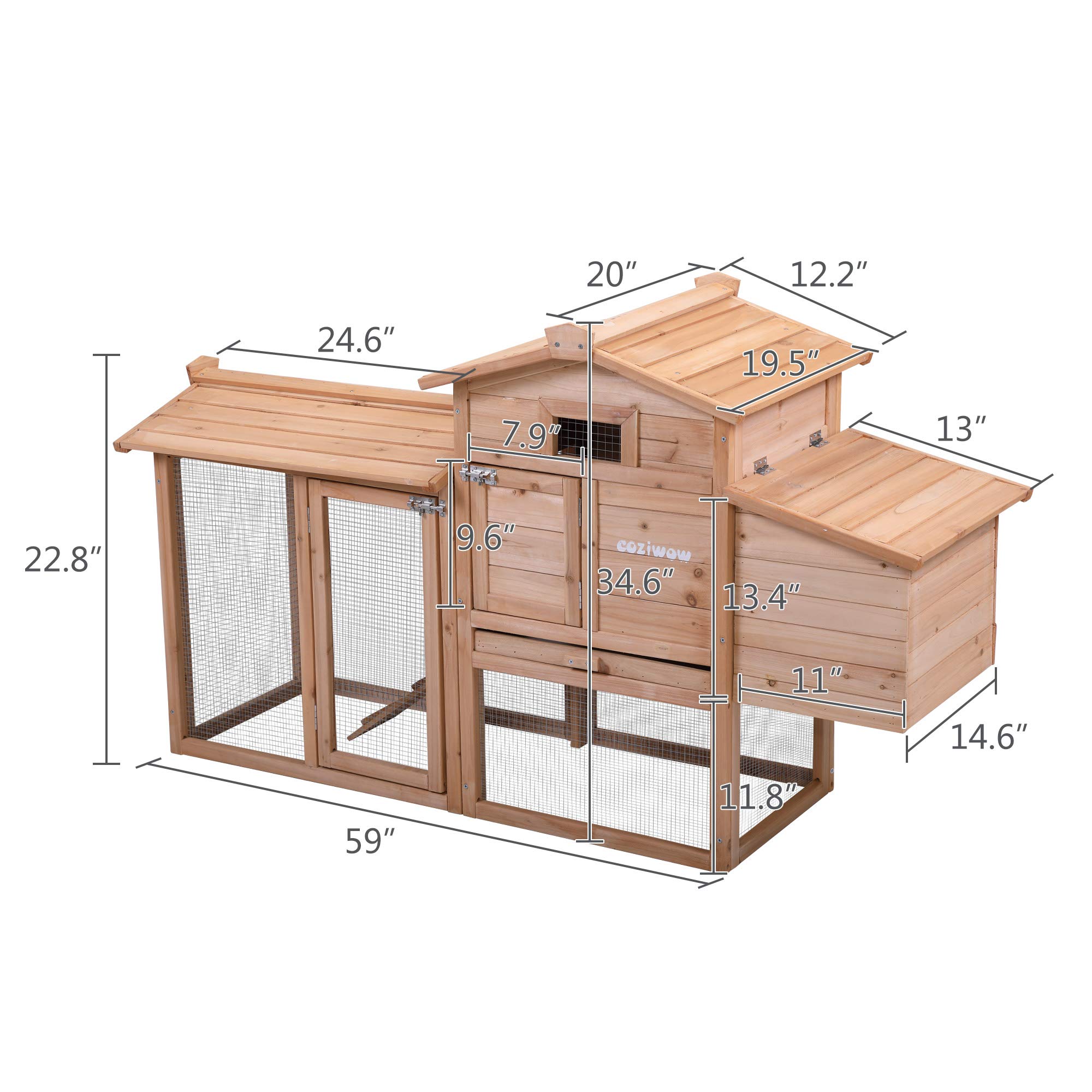 COZIWOW Large Wooden Chicken Coops with Nesting Boxes for Laying Eggs