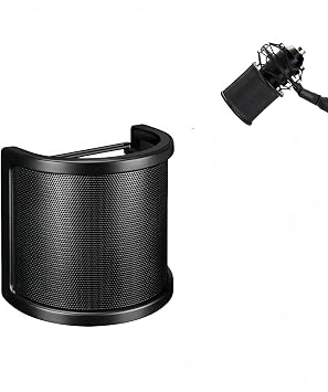 Upgraded 3 Layer Pop Filter,Metal Mesh,Foam Etamine Shield Mask for Handheld Mic,Perfect for YouTube Streaming
